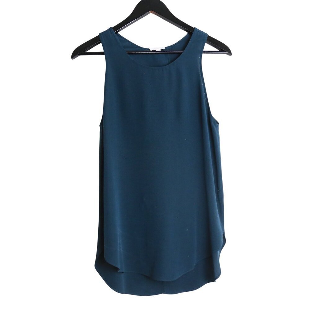 Aritzia Wilfred 100% Silk Teal Flowy Crepe Tank Top Blouse Size Small